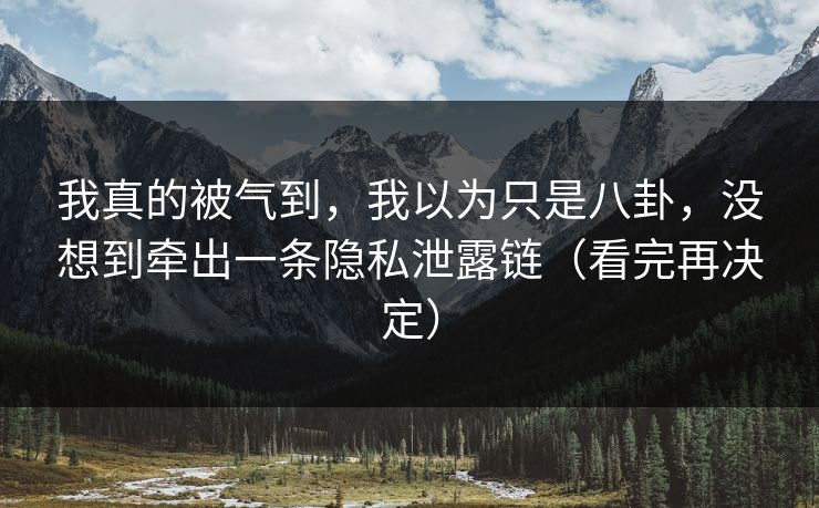 我真的被气到，我以为只是八卦，没想到牵出一条隐私泄露链（看完再决定）